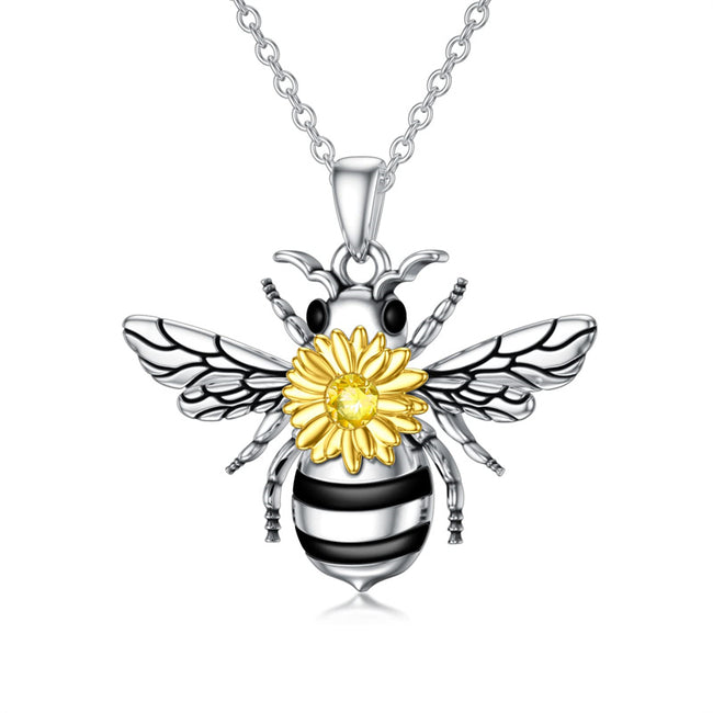 Buy Sterling Silver Honey Bumble Bee Necklace with Honeycomb Love Shaped  Heart Mother Daughter Bee Pendant Necklace Jewelry Gifts for Mothers Days  at Amazon.in