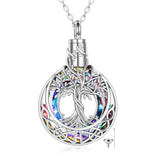 Sterling Silver Crystal Tree of Life Urn Necklaces for Ashes