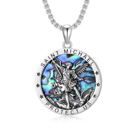 Sterling Silver St Michael St Christopher Pendant Necklace