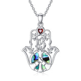 Sterling Silver Hamsa Fatim Blue Eye Pendant  Necklace