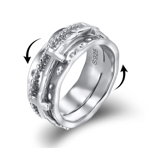 Sterling Silver Cross Spinner Ring