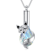 Crystal Urn Necklace For Ashes Sterling Silver Fox Cremation Necklace Heart Teardrop Urn Holder Necklaces For Women Memorial Jewelry