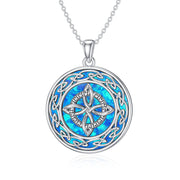 Sterling Silver Opal Celtic Knot Witches Knot Pendant Necklace