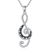 Sterling Silver Piano Music Note Dancer Pendant Necklace