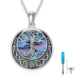 Tree of Life Urn Necklaces for Ashes Sterling Silver Abalone Shell Tree of Life Cremation Jewelry Memory Gift for Women