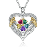 Sterling Silver Personalized Birthstone & Name Heart Shaped Pendant Necklace