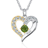 Sterling Silver Personalized Name Birthstones Heart Pendant Necklace