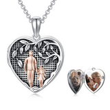 Sterling Silver Father Daughter Locket Pendant Custom Personalized Photo Necklace