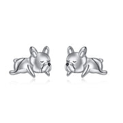 French Bulldog Earrings Stud 925 Sterling Silver Cute Animal Dog Jewelry Gifts for Women Girls