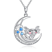 Sterling Silver Axolotl Pendant Necklace With Engraved