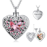 Sterling Silver Crystal Personalized Photo Butterfly Urn Necklace for Ashes