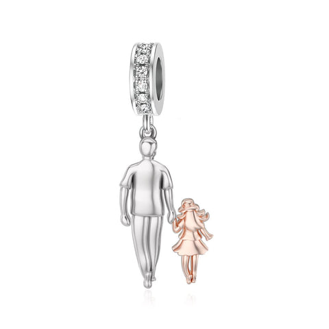 Sterling Silver Father Daughter Charm Beads