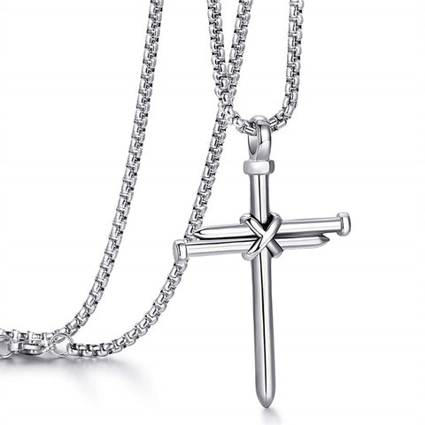 Stainless Steel Cross Pendant Necklace for Men