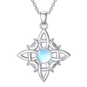 Sterling Silver Moonstone Witches Knot Pendant Necklace