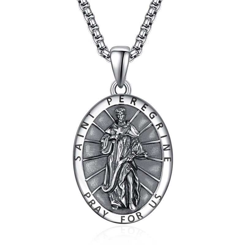 925 Sterling Silver Patron Saint Medals | Amulet Necklace Protection Jewelry for Men with 2.5mm 22"+2" Chain