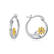 Sunflower Earrings Daisy Earrings 925 Sterling Silver Hoop Earrings Gifts for Women Girls Hypoallergenic Earrings