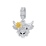 Sterling Silver Highland Cow Charm Beads