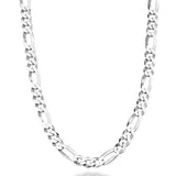 925 Sterling Silver 5mm Diamond-Cut Figaro Link Chain Necklace for Women Men