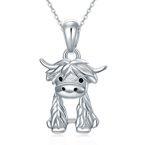 Sterling Silver Highland Cow Necklace