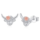 Sterling Silver Highland Cow Stud  Earrings