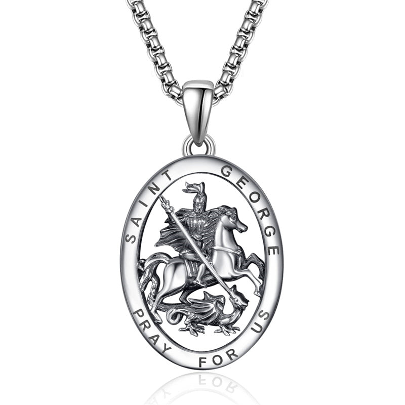 925 Sterling Silver Patron Saint Medals | Amulet Necklace Protection Jewelry for Men with 2.5mm 22"+2" Chain