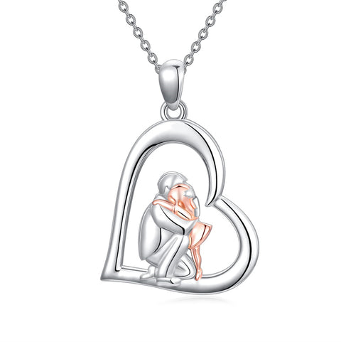 Sterling Silver Father Daughter Heart Pendant Necklace from Dad Gift for Daughter