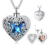 Sterling Silver Crystal Personalized Photo Butterfly Urn Necklace for Ashes