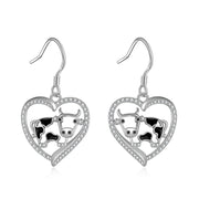 Sterling Silver Cow  Drop Earrings