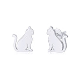 Solid 14k Gold Cat Earrings Real 14 Carat Gold Stud Earrings for Women Teens Animal Jewelry Gifts for Her