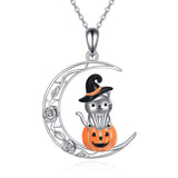 Halloween/Christmas Gifts Ghost Halloween Necklace Pumpkin Necklace 925 Sterling Silver Cute Ghost Jewelry Gifts for Women