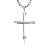 Sterling Silver Cross Pendant Necklace with Stainless Steel Chain for Men