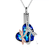 Dragonfly Urn Necklace for Ashes 925 Sterling Silver Crystal Dragonfly Cremation Jewelry for Ashes Memory Jewelry for Women