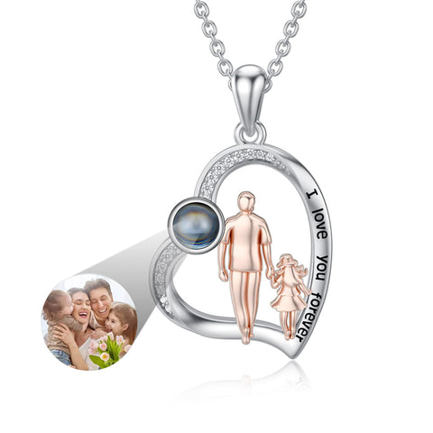 Sterling Silver Father Daughter Heart Pendant Necklace from Dad Gift for Daughter