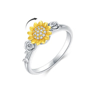 Sterling Silver Sunflower Spinner Ring