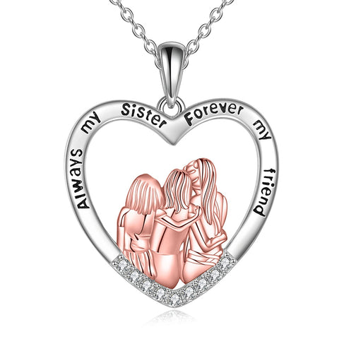 Sterling Silver Sister Pendant Necklace Engraved With ?¡ãAlways My Sister forever My Friend