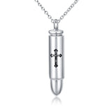 S925 Sterling Silver Urn Necklace Memorial Ashes Keepsake Exquisite Cremation Simple Bar Bullet Cross Pendant Jewelry