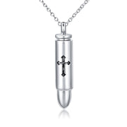 S925 Sterling Silver Urn Necklace Memorial Ashes Keepsake Exquisite Cremation Simple Bar Bullet Cross Pendant Jewelry