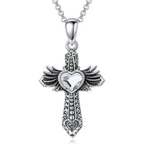 Sterling Silver Heart Crystal Wings Cross Urn Necklaces for Ashes