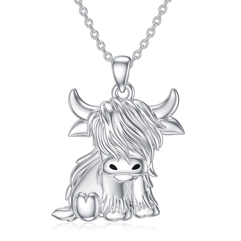 Sterling Silver Highland Cow Necklace