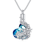 Sterling Silverl Crystal Peacock Urn Necklace for Ashes