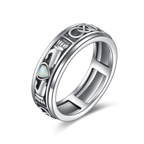 Sterling Silver Claddagh Moon And Star Anxiety Spinner Ring