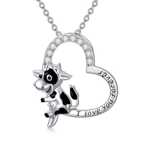 Sterling Silver Cow Pendant Necklace