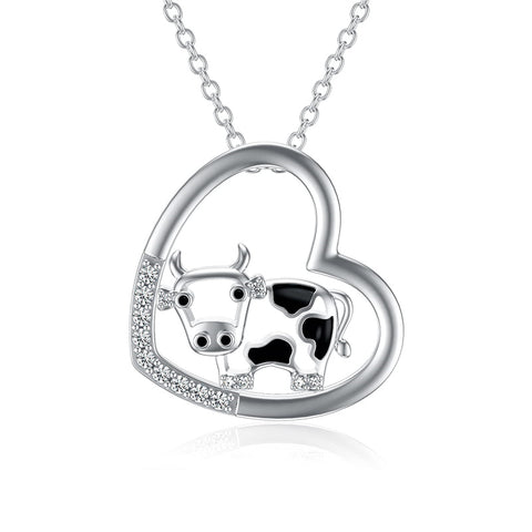 Sterling Silver Cow Pendant Necklace