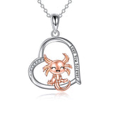 Heart Animal Necklace Sterling Silver Axolotl Pendant Necklace Heart Axolotl Jewelry for Women Girls Christmas Gifts