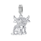 Highland Cow Charm Sterling Silver Cow Beads for Bracelet Highland Cow Jewelry Gifts for Women Girls