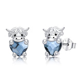 Sterling Silver Highland Cow Stud  Earrings