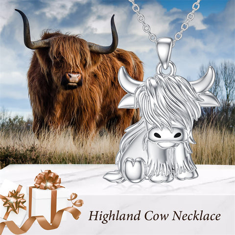 Sterling Silver Highland Cow Necklace