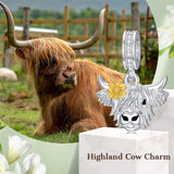 Sterling Silver Highland Cow Charm Beads