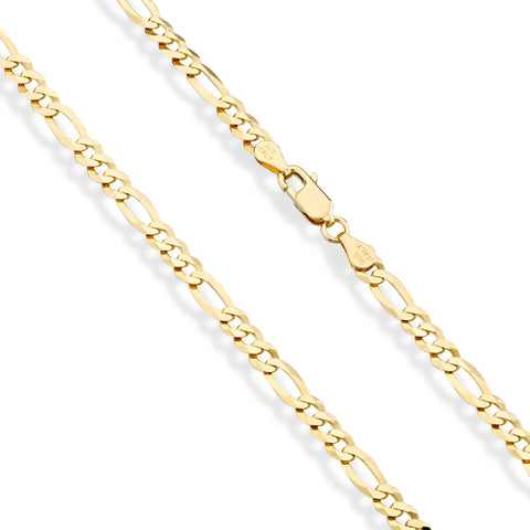 Sterling Silver 5mm Diamond Cut Figaro Link Chain Necklace