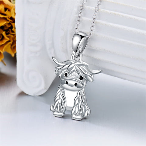 Sterling Silver Highland Cow Necklace